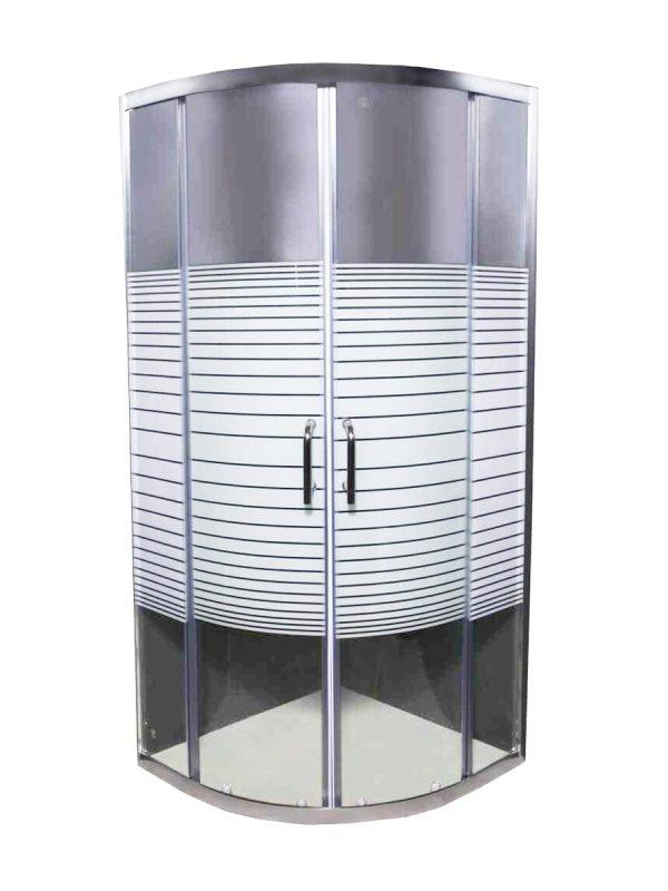 Tuš kabina Quartz srebrni ram R80x190cm providno staklo 6mm -bele pruge